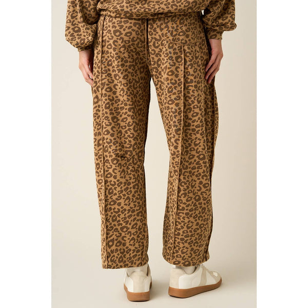 Leopard Print Barrel Pants Sweat Set