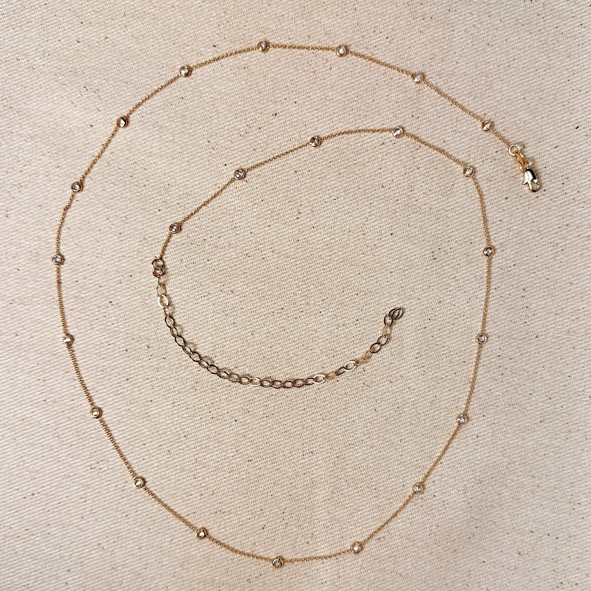 18k Gold Filled CZ Bezel Detailed Belly Chain - Lulu Bella Boutique