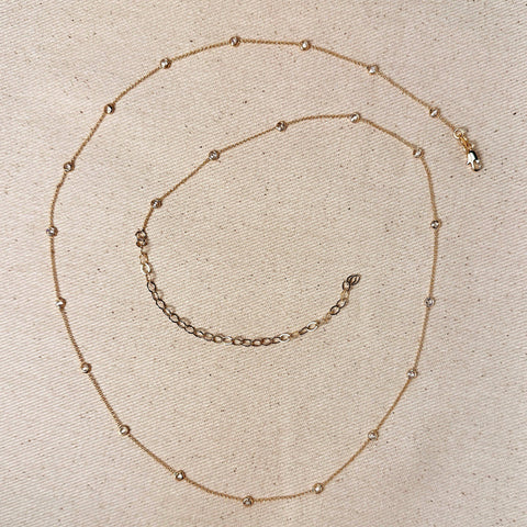18k Gold Filled CZ Bezel Detailed Belly Chain - Lulu Bella Boutique