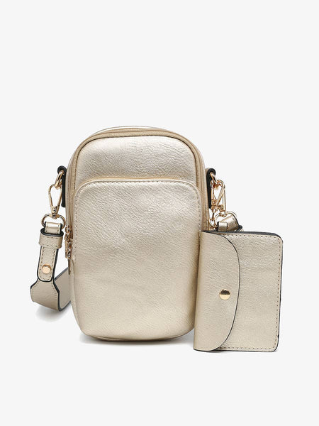 M2080 Parker 3 Compartment Crossbody w/ Pouch: Light Gold - Lulu Bella Boutique