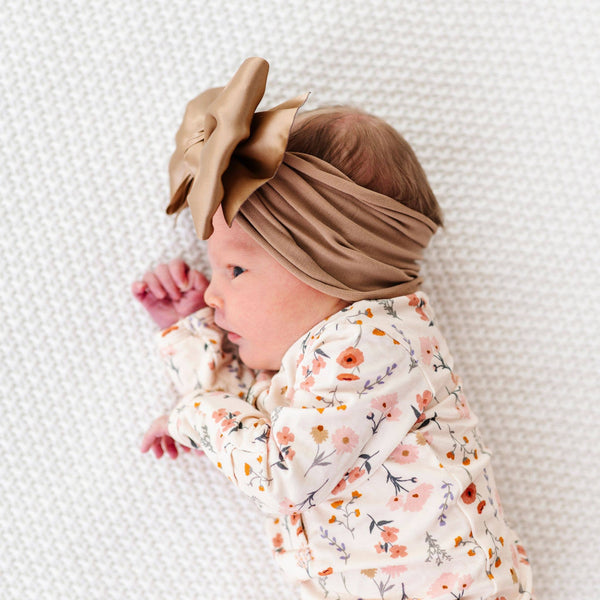 Baby Bling® Satin FAB® soft nylon headband with satin bow: French blue - Lulu Bella Boutique
