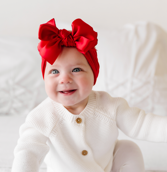 Baby Bling® Satin FAB® soft nylon headband with satin bow: French blue - Lulu Bella Boutique