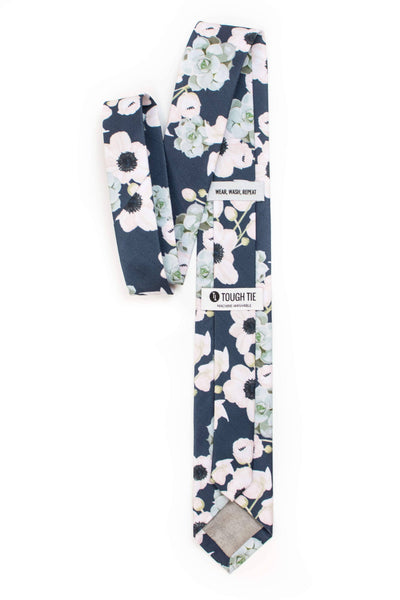 Brooks - Navy Floral and Succulent Tie: 2.5" Slim/Skinny Tie