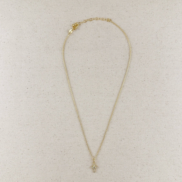 18k Gold Filled Bezel Cross CZ Necklace - Lulu Bella Boutique