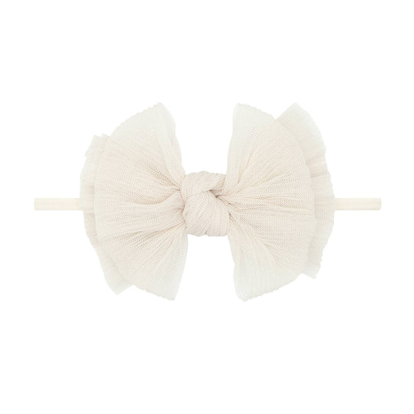 Baby Bling® Tulle FAB® Skinny nylon headband with tulle bow: Pleated Rose Quartz - Lulu Bella Boutique