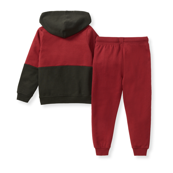 Color Blocked Infant Sweatshirt Set - Brick