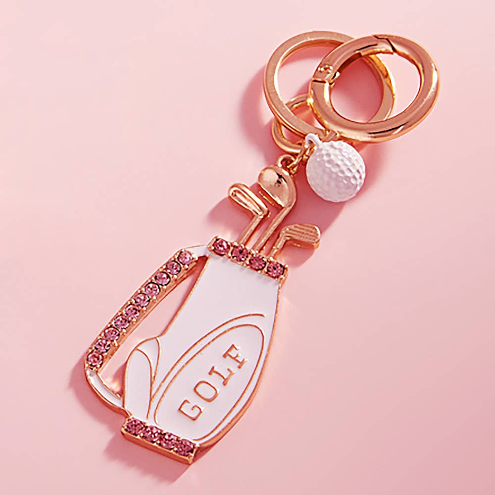 Stone Paved Enamel Golf Bag Keychain - Lulu Bella Boutique