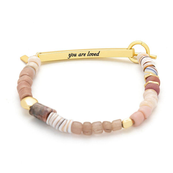 Hidden Message Bracelet - Loved/Rhodochrosite/Gold - Lulu Bella Boutique