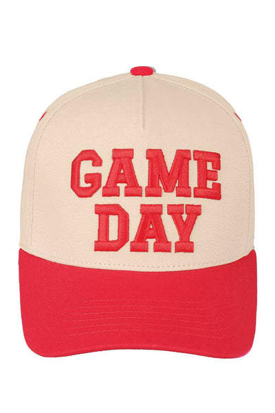 C.C GAME DAY Embroidered Cotton Baseball Cap: Red - Lulu Bella Boutique