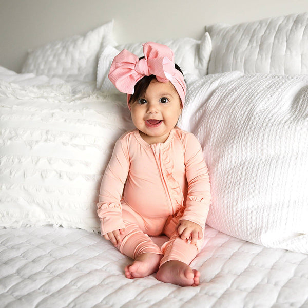 Bamboo Baby Pajama Sleepies Little Baby Ruffle Zip Olivia Pink: 0-3m