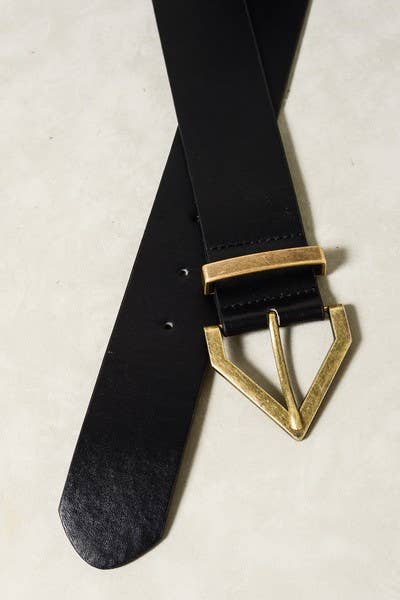 DIAMOND POINTED BUCKLE BELTS | 40BT602: BLACK