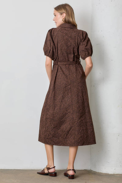 LEOPARD PRINT MIDI DRESS: RED BROWN / S - Lulu Bella Boutique