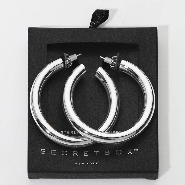 SECRET BOX_14K Gold Dipped Chunky Hoop Earrings: Silver