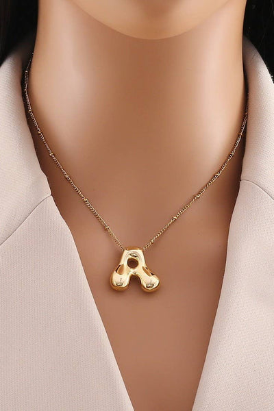 STAINLESS STEEL BALLOON BUBBLE INITIAL NECKLACE | 40NK316: T