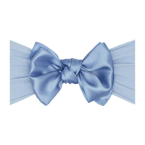 Baby Bling® Satin FAB® soft nylon headband with satin bow: French blue - Lulu Bella Boutique