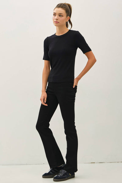 ULTRA SOFT BASIC SHORT SLEEVE TOP: Black - Lulu Bella Boutique