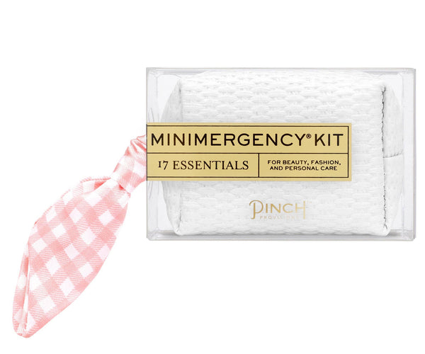 Gingham Scarf Minimergency Kit: White Basketweave Blue Gingham - Lulu Bella Boutique