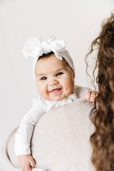 Baby Bling® FAB-BOW-LOUS® soft nylon bow headband: Rose quartz - Lulu Bella Boutique