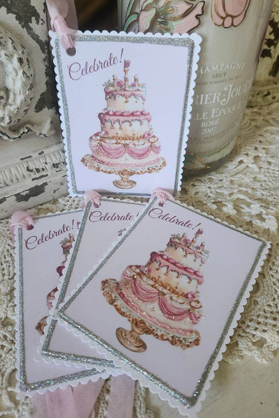 Gift Tag Ornate Cake Celebrate! Glitter - Lulu Bella Boutique