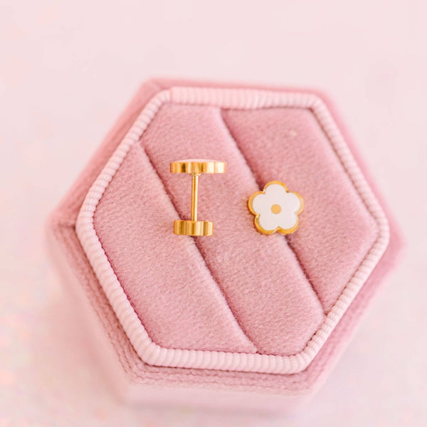 White Flower Earrings