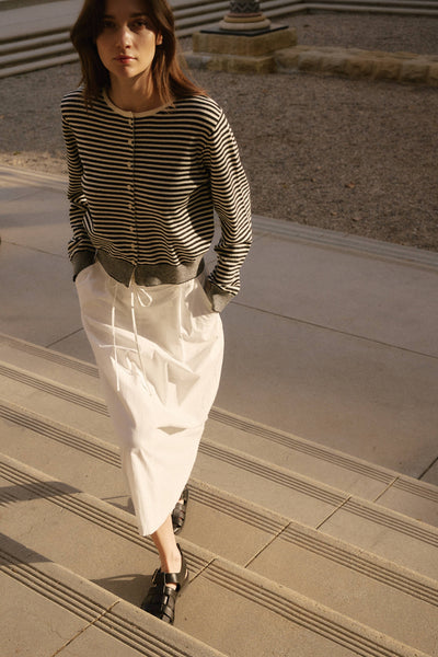 The Montana Cardigan | Striped Button-Down Cardigan: BROWN/WHITE / SMALL - Lulu Bella Boutique