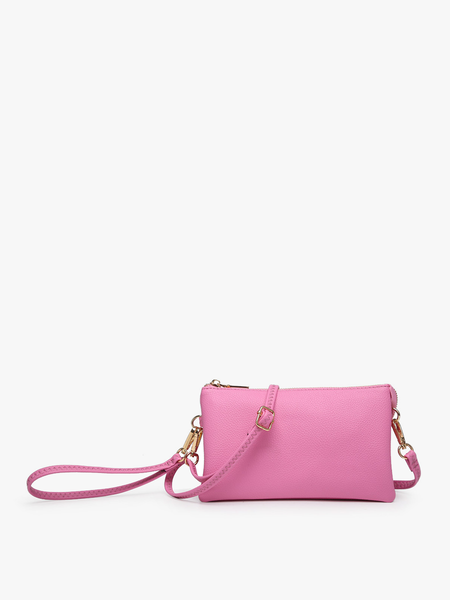 M013 Riley Monogrammable 3 Compartment Crossbody/Wristlet: Midnight Black - Lulu Bella Boutique