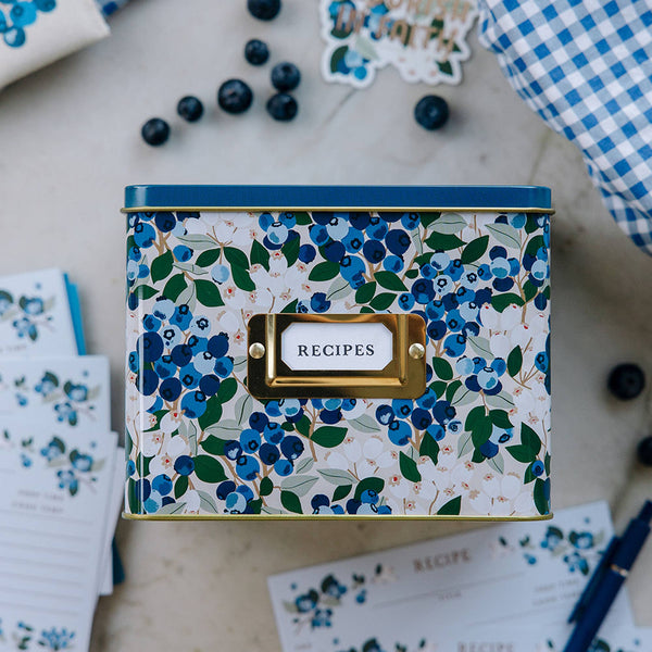 Blueberry Field Tin Recipe Box - Lulu Bella Boutique
