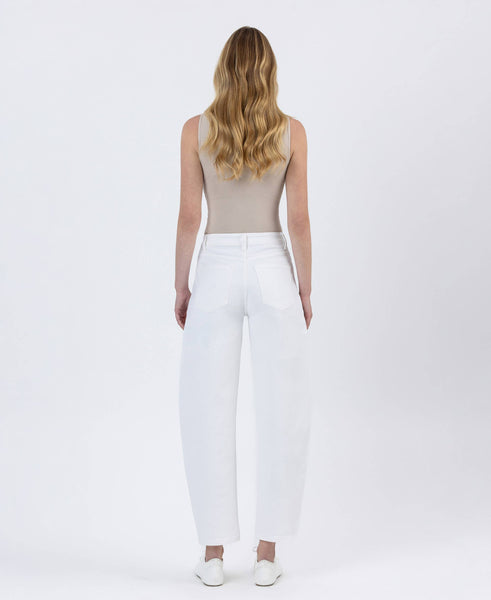 SUPER HIGH RISE OPTIC WHITE PANEL BARREL JEANS F5880WH: OPTIC WHITE / 25 - Lulu Bella Boutique