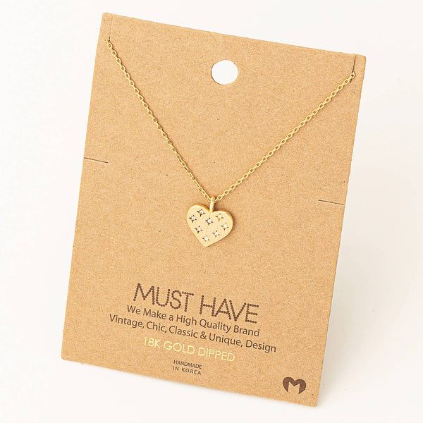 Dainty Pave Heart Star Charm Necklace: G - Lulu Bella Boutique