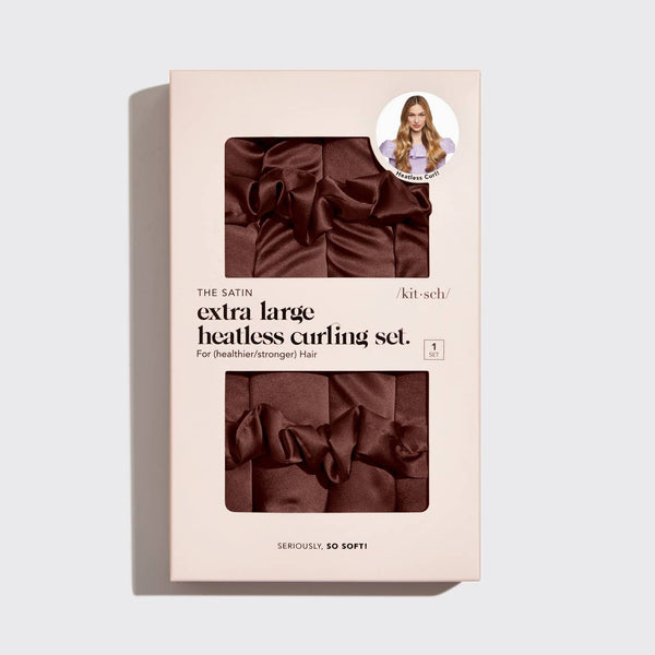 XL Satin Heatless Curling Set - Chocolate - Lulu Bella Boutique