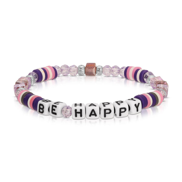 Kids Colorful Words Beaded Stretch Bracelets: Sisters - Midnight Blue - Lulu Bella Boutique