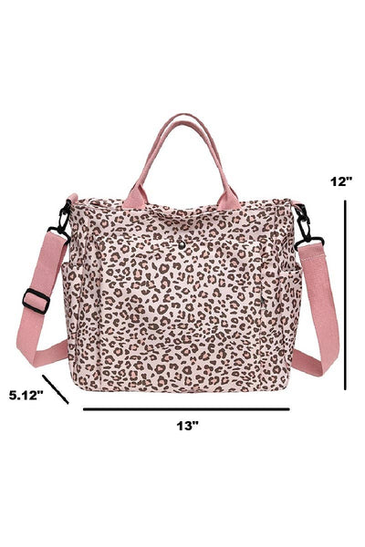 Leopard Caryall Diaper Tote Bag: PINK