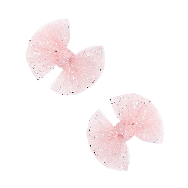 Baby Bling® 2-Pack Tulle Baby FAB® hair bow clips: Pleated Oatmeal