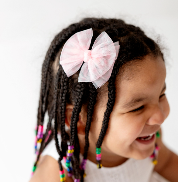 Baby Bling® 2-Pack Tulle Baby FAB® hair bow clips: Gingham Pink