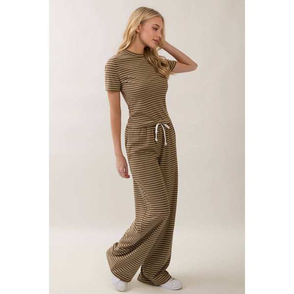 Everyday Ease Striped Lounge Set: Olive