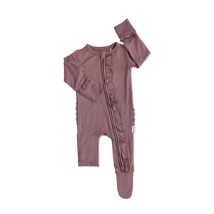 Bamboo Baby Pajama Sleepies Little Baby Ruffle Zip Kate Mauve: Newborn