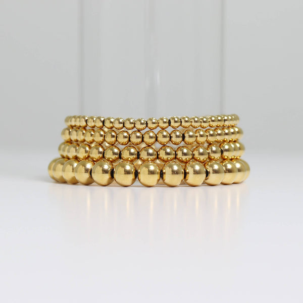 Gold Beaded Stretch Bracelet: 6mm - Lulu Bella Boutique