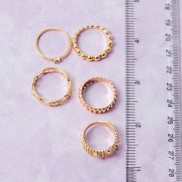 5-Piece Mixed Style Stackable Ring Set