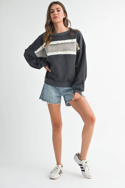 Winnie Stripe Sweatshirt: Charcoal