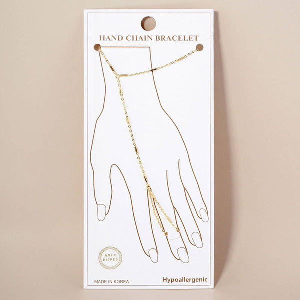 Gold Dipped Hand Chain Bracelet: Rhodium - Lulu Bella Boutique