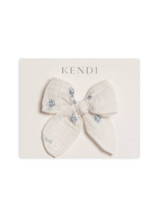 Baby & Kids Muslin Bow Clip - Elena Floral / Lilla - Lulu Bella Boutique