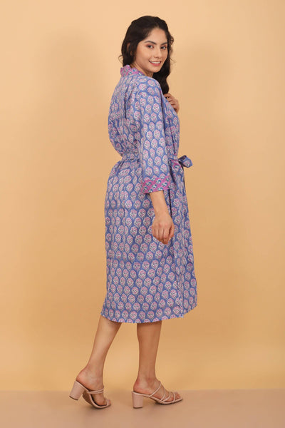 Boheme Cotton Purple Kimono Robe, Bridal, Beach, Lounge Wear - Lulu Bella Boutique