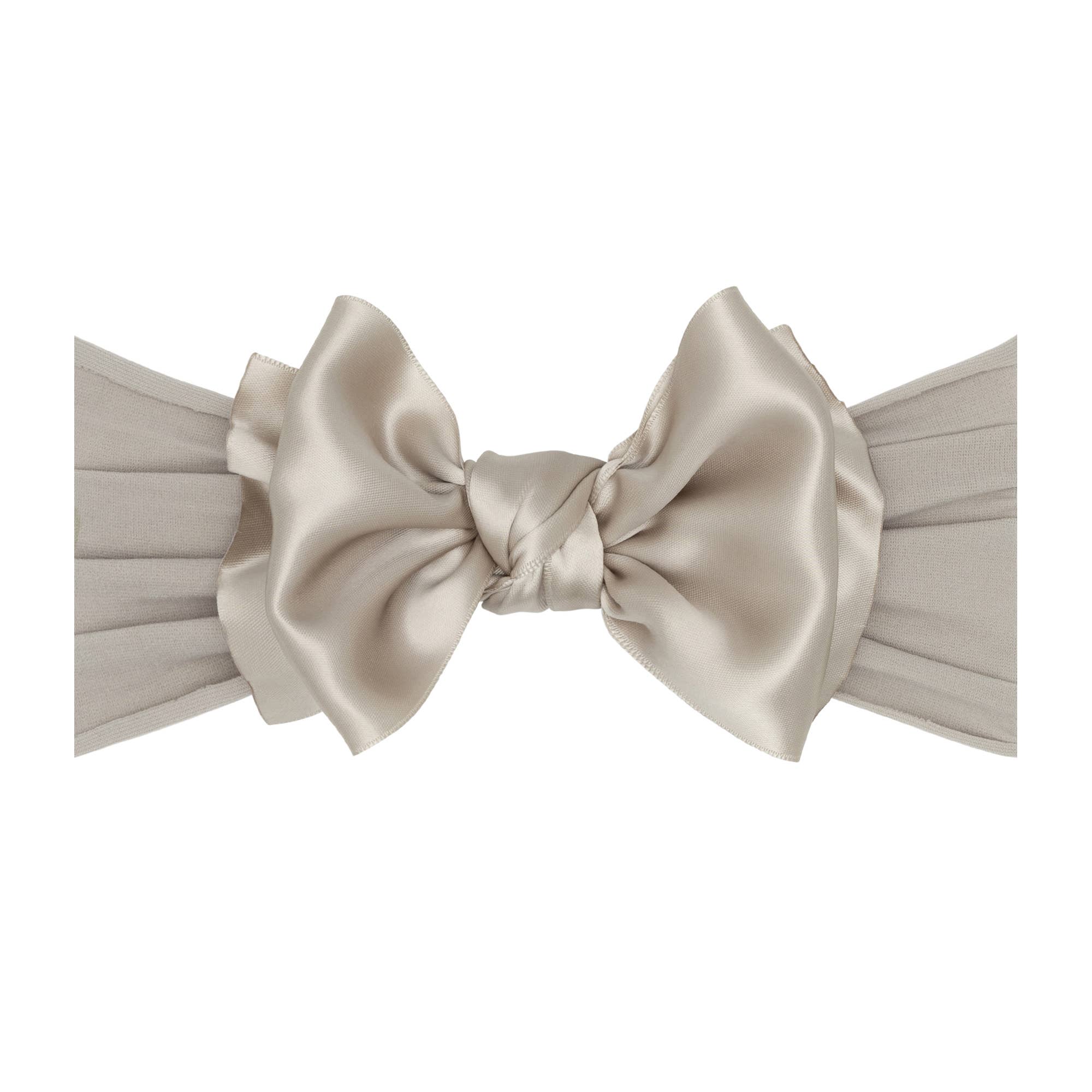 Baby Bling® Satin FAB® soft nylon headband with satin bow: Mushroom - Lulu Bella Boutique