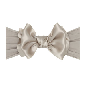 Baby Bling® Satin FAB® soft nylon headband with satin bow: Mushroom - Lulu Bella Boutique