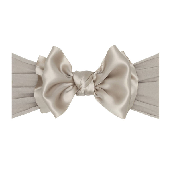 Baby Bling® Satin FAB® soft nylon headband with satin bow: Mushroom - Lulu Bella Boutique