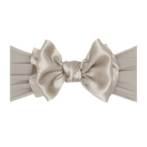 Baby Bling® Satin FAB® soft nylon headband with satin bow: Mushroom - Lulu Bella Boutique