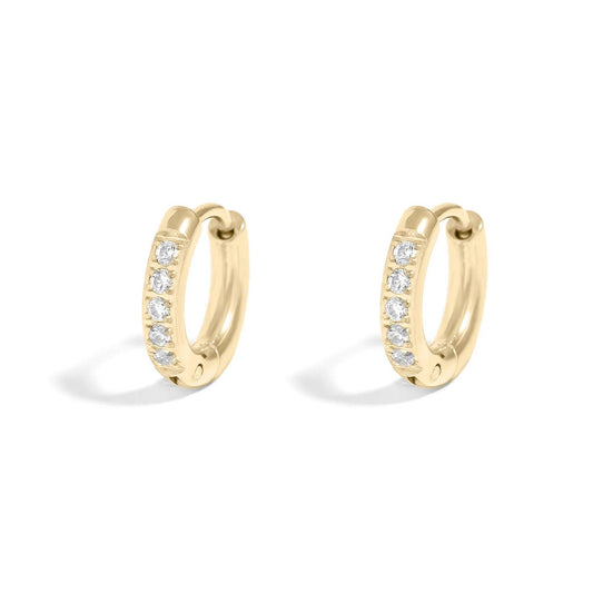 14K Gold Filled PLUS CZ Stone Huggie Earrings: Gold