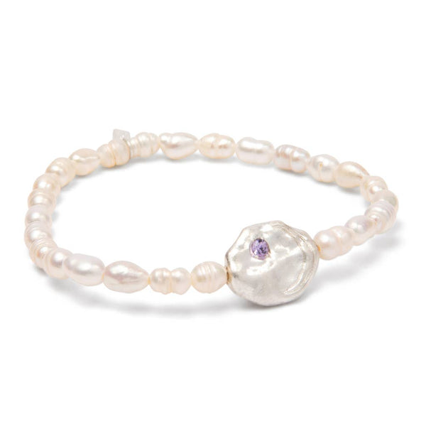 Pearl Affirmation Bracelet - Protection/Silver - Lulu Bella Boutique