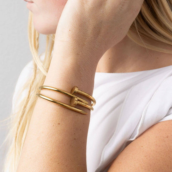 18K Gold PVD Stainless Steel Nail Bangle : Gold - Lulu Bella Boutique