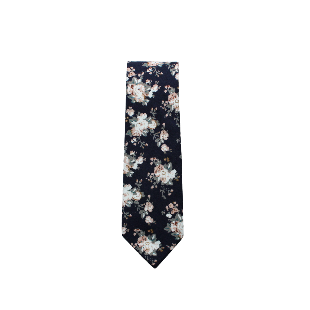 Kai Dark Blue Floral Skinny Tie